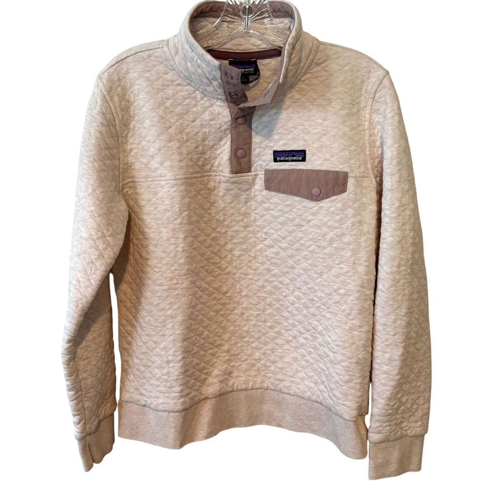 Patagonia Heather Ivory Organic Cotton Quilt Snap-T Pullover in Size S